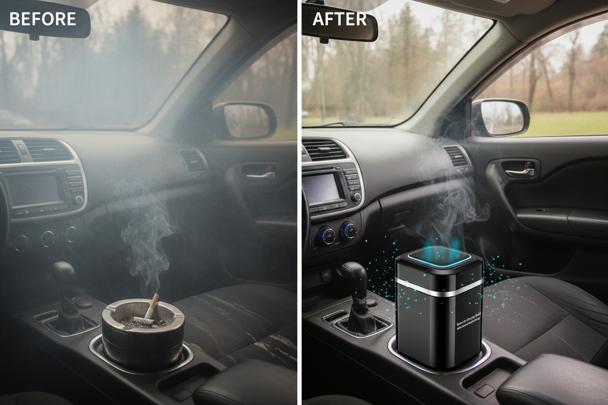 Smart Air-Purifying Ashtray with Anion Technology