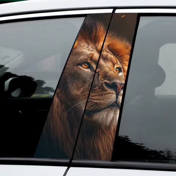 Personalized Universal Warrior Lion Car Window Sticker Self-Adhesive B-Pillar Body Accessories Decoration Vinyl Wrap for Cars