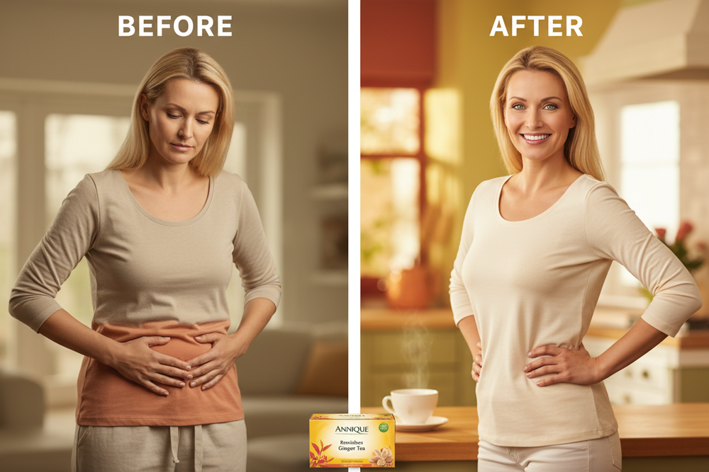 Annique Rooibos Ginger Tea Before & After