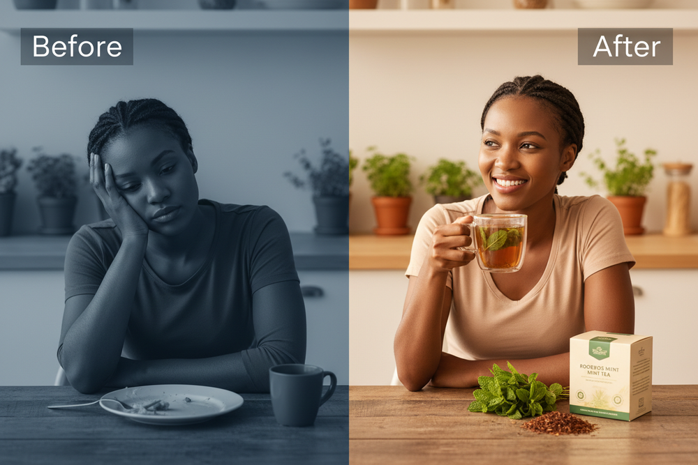 Annique Rooibos Mint Tea Before & After