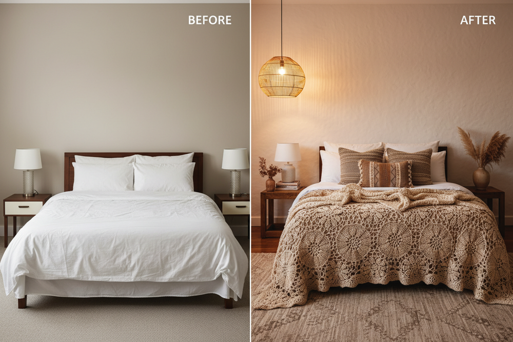 Before & After Crochet Bed Transformation