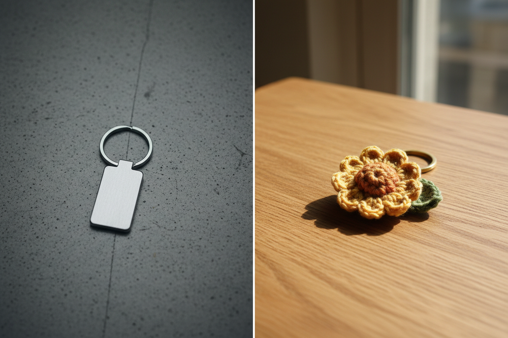 Before & After Crochet Keyring