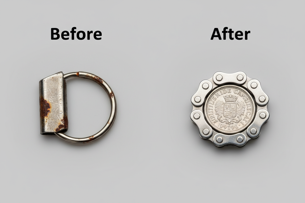 Before & After - Rust-Proof Coin Keyring
