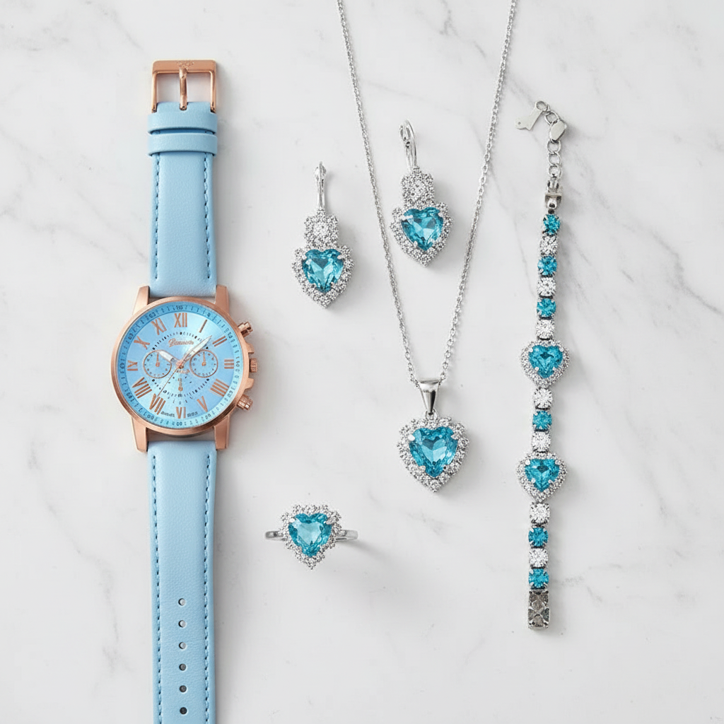 5-piece Luxury Blue Crystal Set